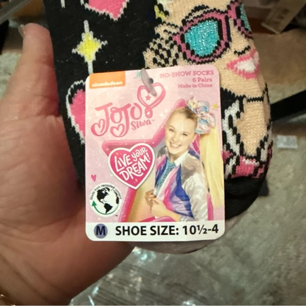 JoJo Siwa Pink and Black No-Show Socks